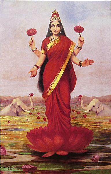 Raja Ravi Varma Goddess Lakshmi oil painting picture